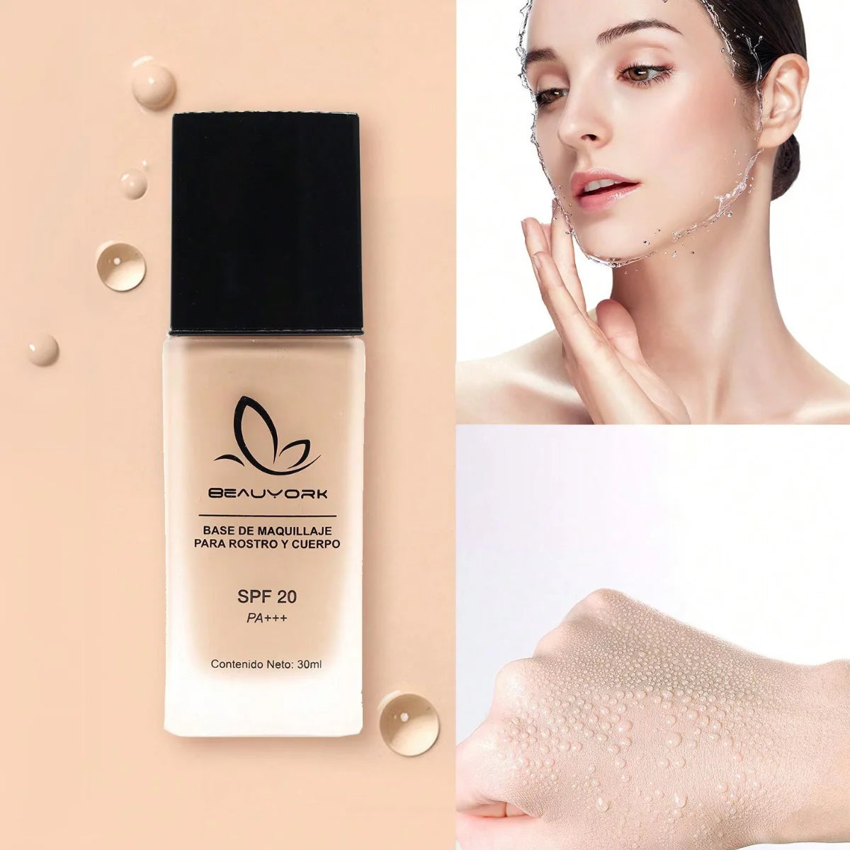 Fond de Teint Femme SPF20 PA+++ Full Coverage Mat Longue Tenue Beauyork