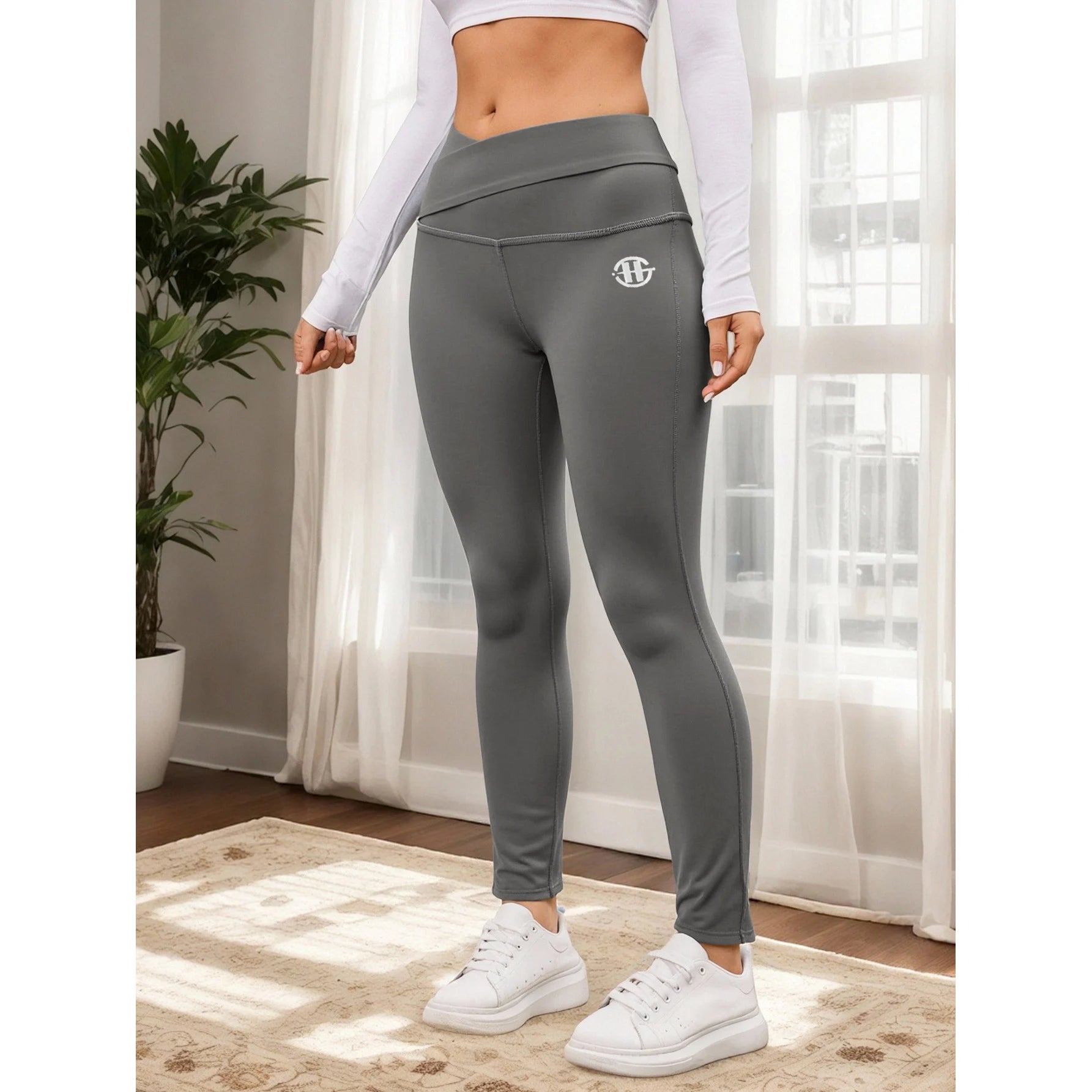 Legging Yoga Femme Taille Haute Push-Up Fronce — Gainant Spandex Sans Coutures