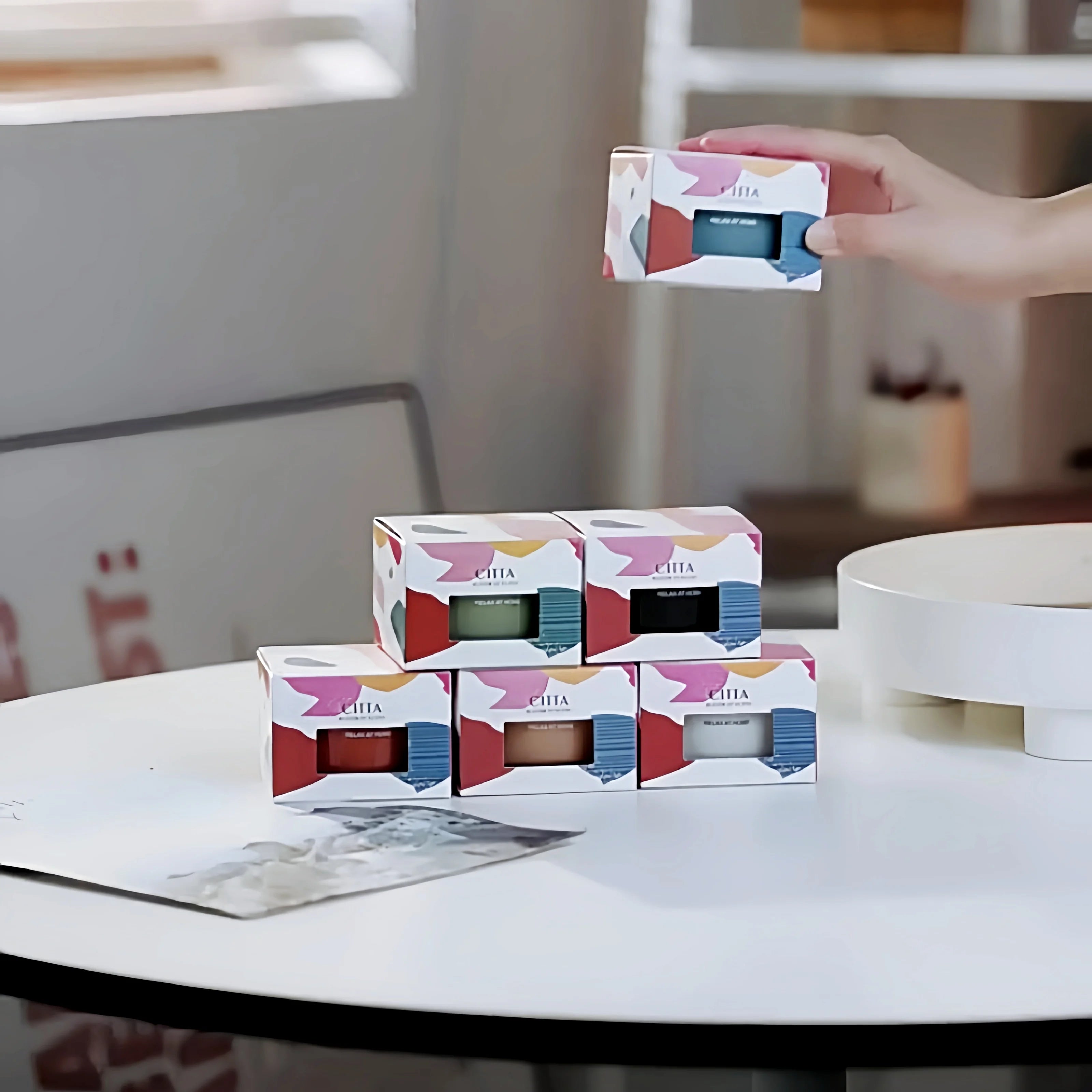 Bougie Parfumée en Bocal en Verre Multicolore | Cire de Soja | Cadeau Diwali