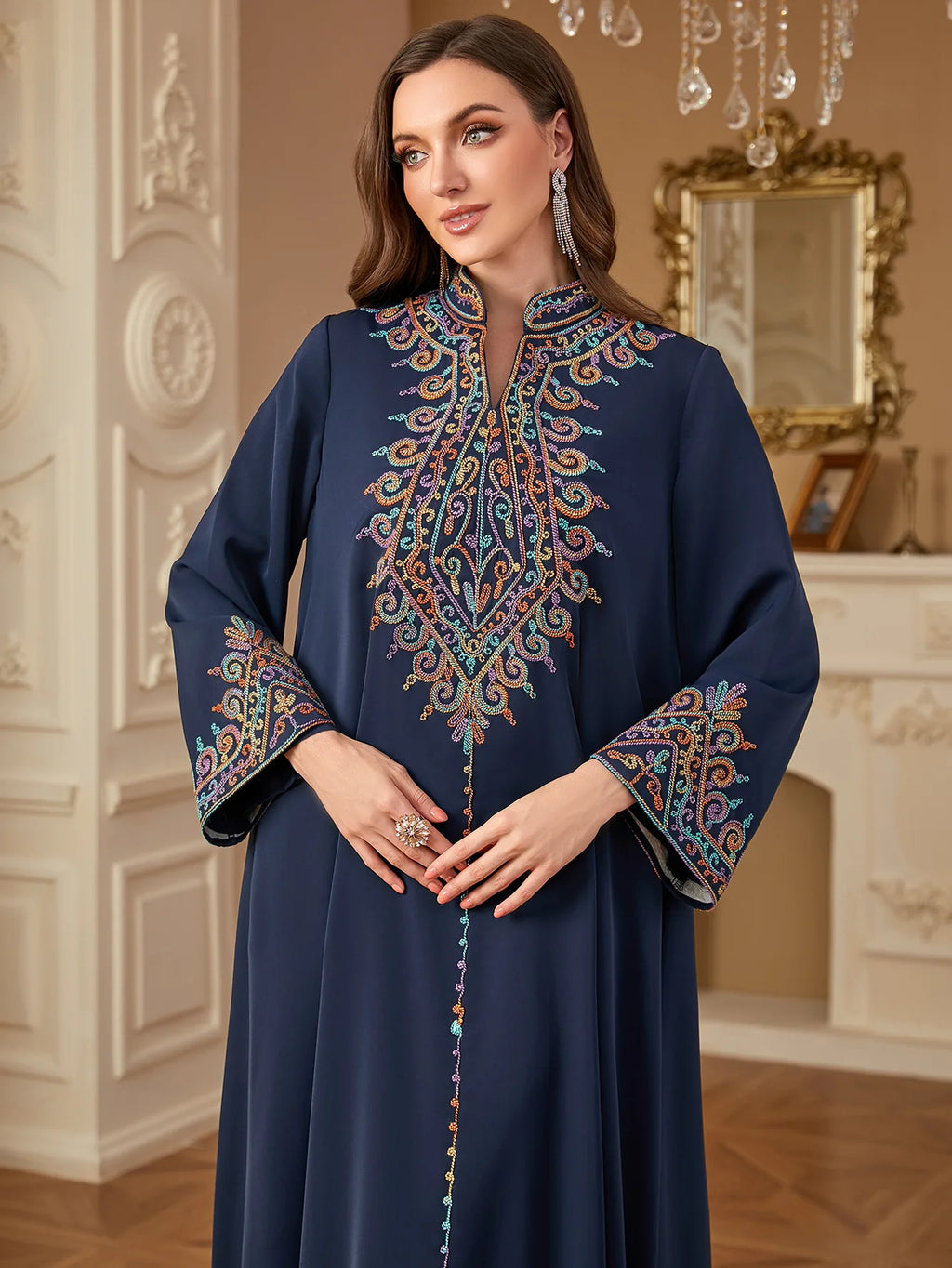 عباية نسائية مطرزة فستان طويل للعيد رمضان - قفطان دبي جلابية S-XXL