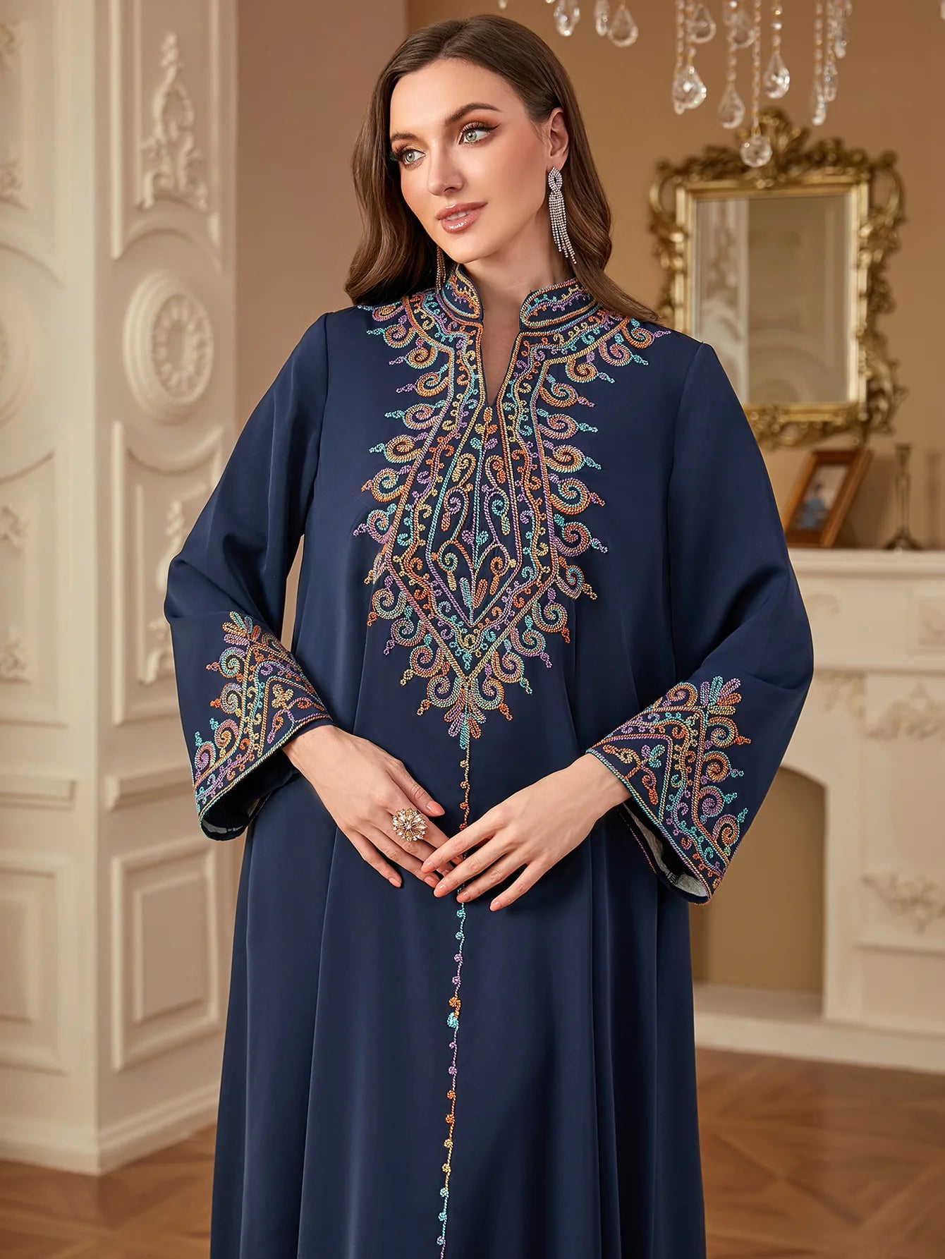 Abaya Femme Broderie Robe Longue Eid Ramadan — Caftan Dubai Jalabiya S-XXL