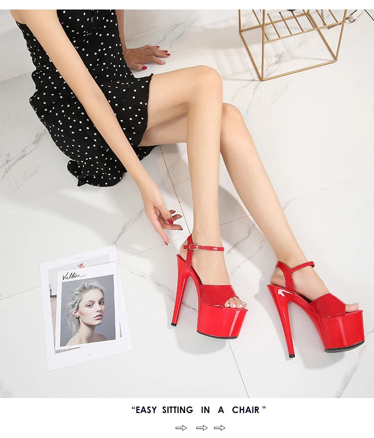 Sandales Femme Talon Fin Colorful — Plateforme, Bout Poisson, Sexy Talon Rouge