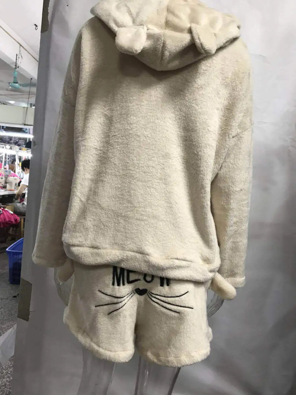 Pyjama Femme Polaire Chaud Hiver — Imprimé Chat, À Capuche, Grande Taille S-5XL