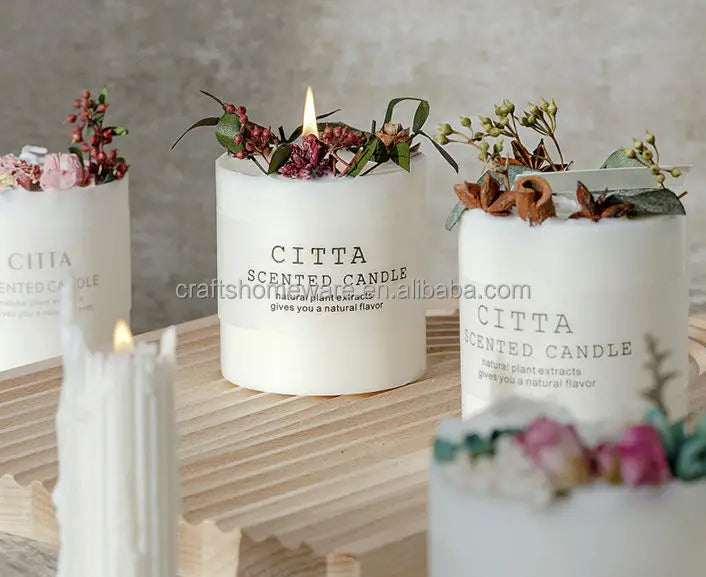 Bougie Parfumée Cire de Soja Bio avec Fleurs Séchées | 60h | Déco Maison