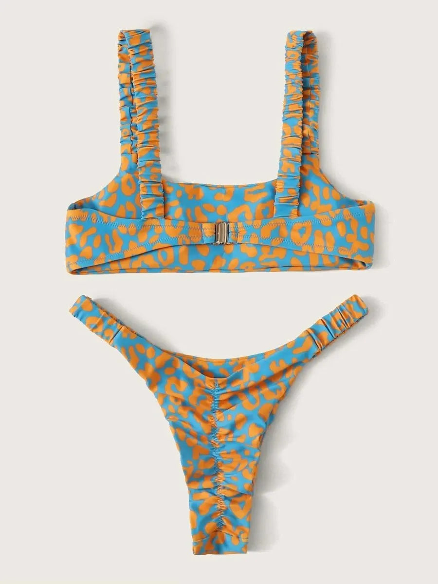 Micro Bikini Sexy 2 Pièces Léopard 2026 — Taille Haute, Bretelles, Maillot de Bain Femme