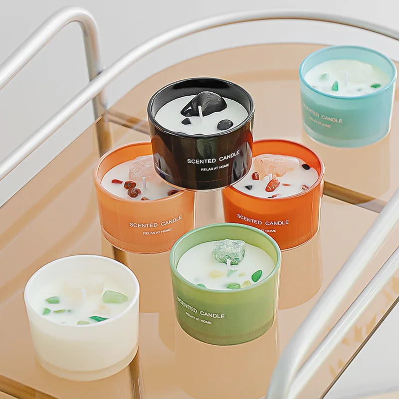 Bougie Parfumée en Bocal en Verre Multicolore | Cire de Soja | Cadeau Diwali