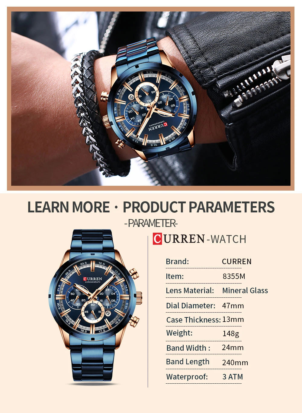 CURREN Montre Homme Alliage Fashion — Quartz Analogique, Style Tendance