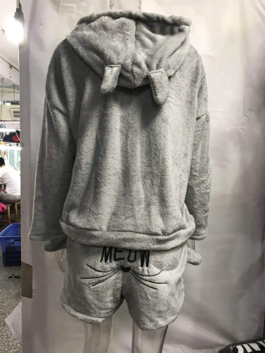 Pyjama Femme Polaire Chaud Hiver — Imprimé Chat, À Capuche, Grande Taille S-5XL