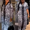 Robe Africaine Grande Taille Manches Bouffantes Imprimée Maxi — Casual Vacances