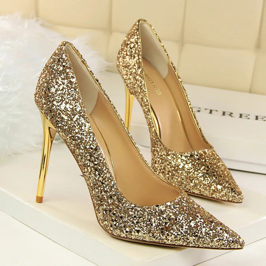 Escarpins Femme Paillettes Luxe 7-9.5cm — Grande Taille 43, Mariage & Saint-Valentin