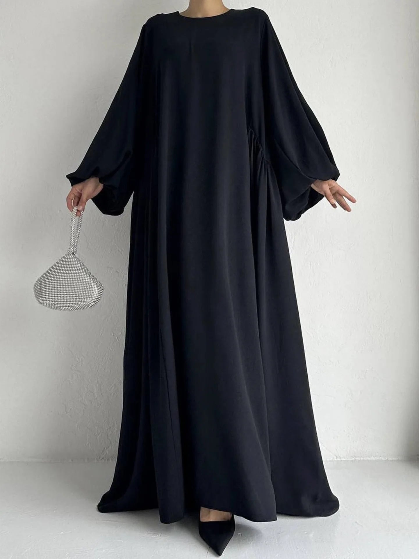 Abaya Femme Musulmane Casual Couleur Unie Polyester Simple — Vêtement Islamique
