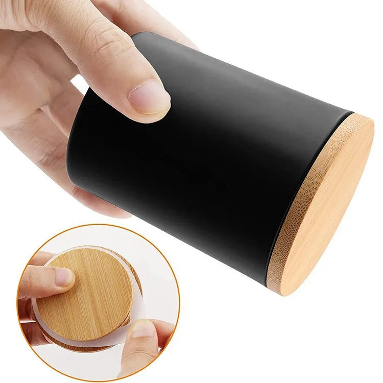 Bocaux en Verre Luxe pour Bougies | Couvercle Bambou | Noir Mat 9oz-16oz