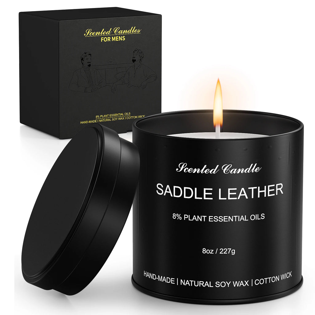 Bougie Parfumée pour Homme | Cuir de Selle | Cire de Soja | Cadeau Homme