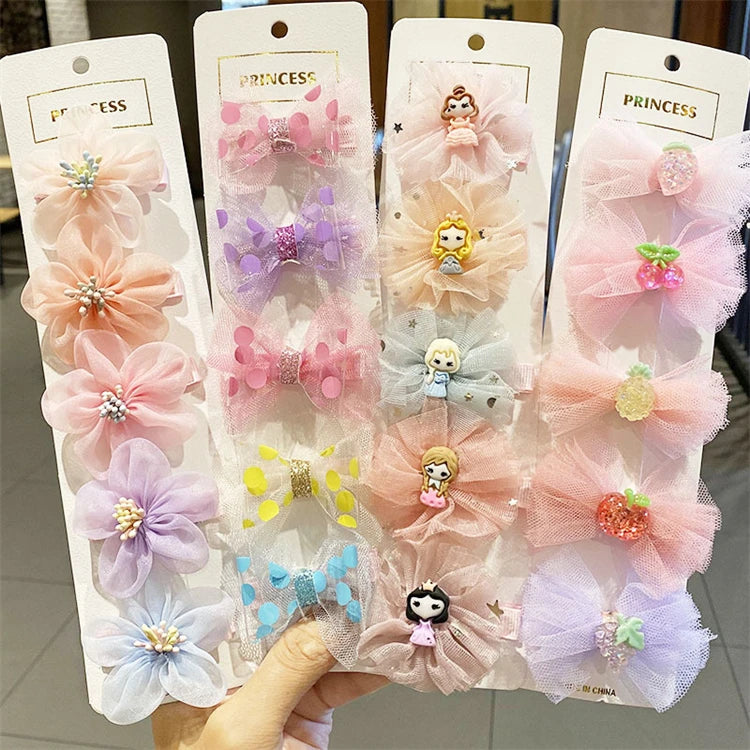 Set Accessoires Cheveux Fille — Pinces Princesse Mignonnes, Nœuds & Barrettes