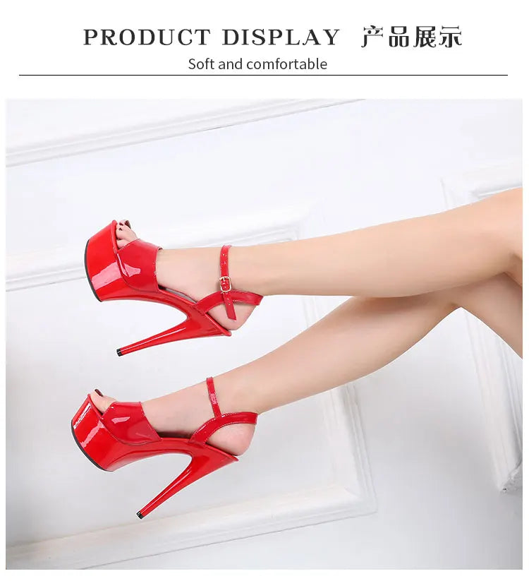Sandales Femme Talon Fin Colorful — Plateforme, Bout Poisson, Sexy Talon Rouge