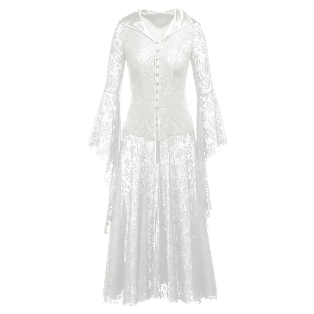 Robe Médiévale Dentelle Femme Lolita Longue — Renaissance Viking Gothique