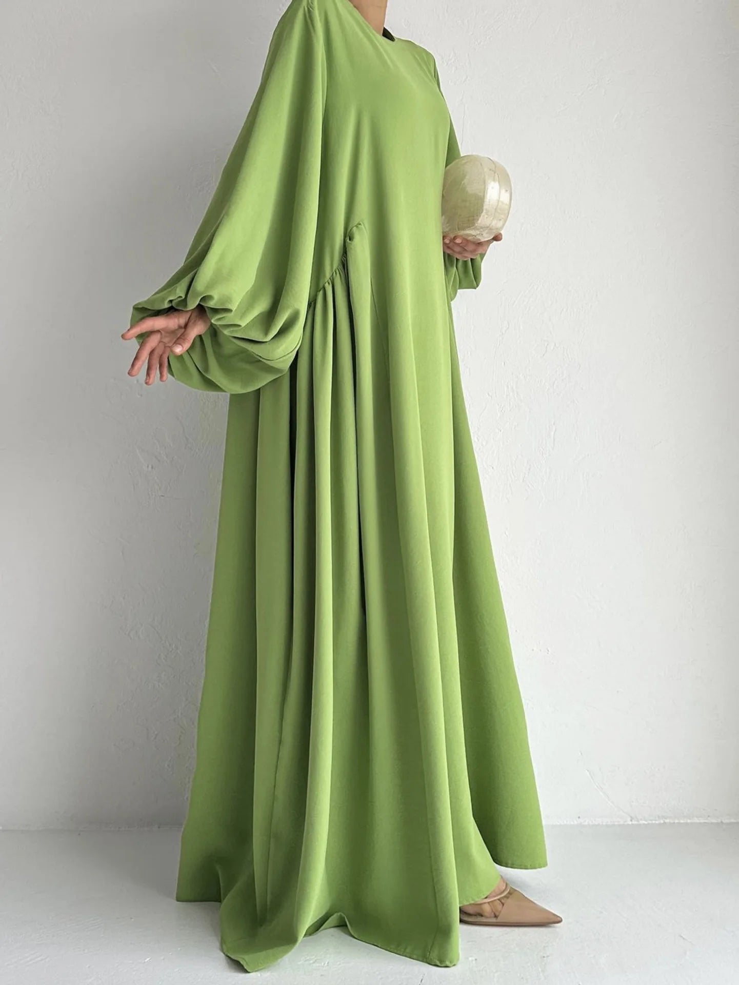 Abaya Femme Musulmane Casual Couleur Unie Polyester Simple — Vêtement Islamique