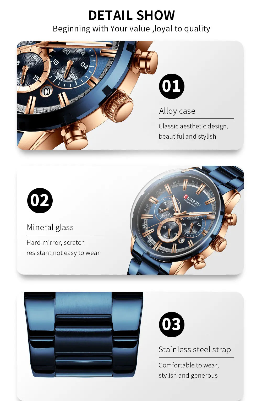 CURREN Montre Homme Alliage Fashion — Quartz Analogique, Style Tendance