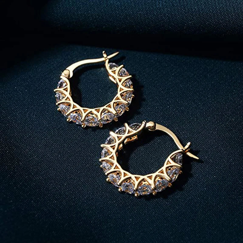 Huitan Créoles Femme Zircon Cubique — Accessoire Soirée, Mode Quotidienne