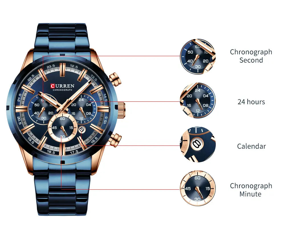 CURREN Montre Homme Alliage Fashion — Quartz Analogique, Style Tendance