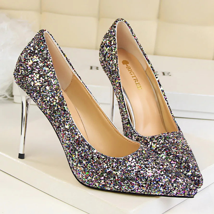 Escarpins Femme Paillettes Luxe 7-9.5cm — Grande Taille 43, Mariage & Saint-Valentin