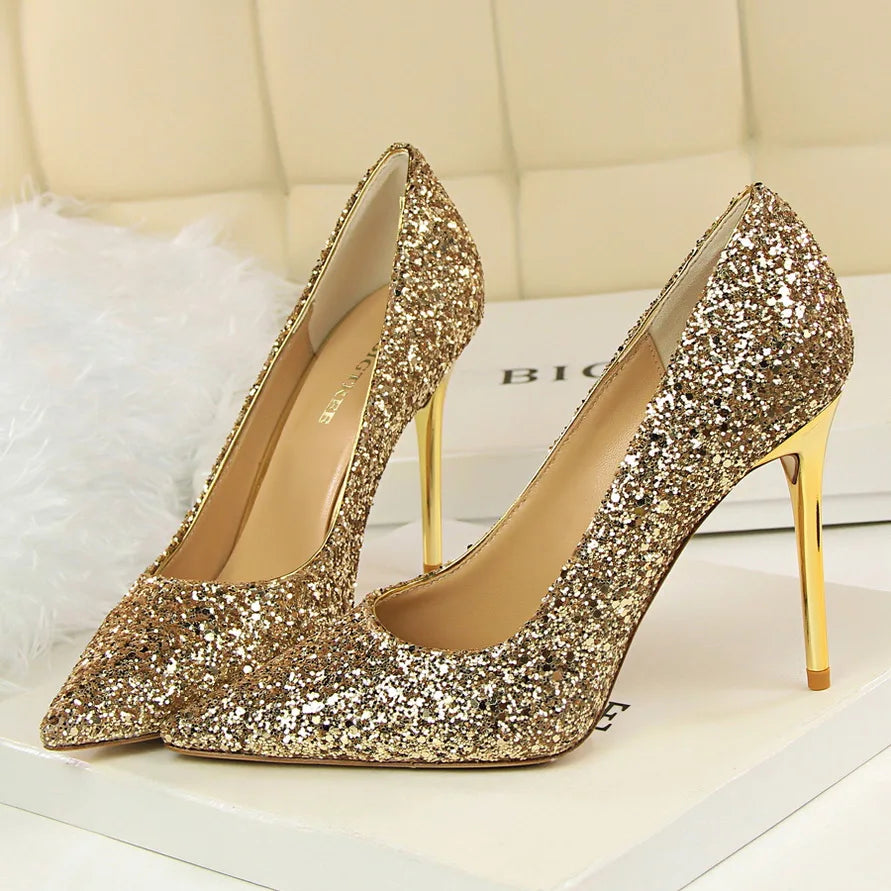 Escarpins Femme Paillettes Luxe 7-9.5cm — Grande Taille 43, Mariage & Saint-Valentin