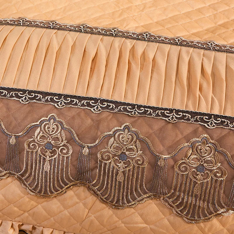 Cache-Sommier Velours Jacquard Brodé Fleurs — Style Européen Lavable Luxe
