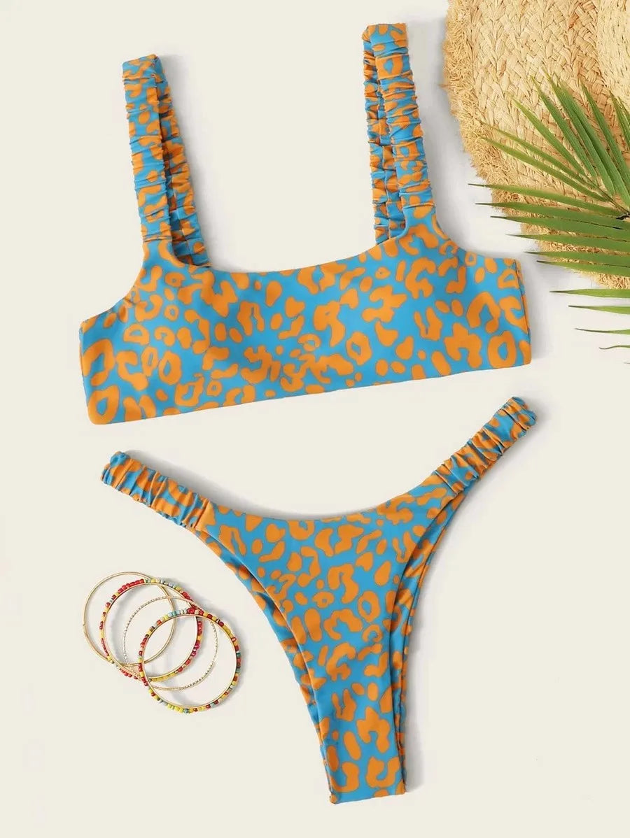 Micro Bikini Sexy 2 Pièces Léopard 2026 — Taille Haute, Bretelles, Maillot de Bain Femme