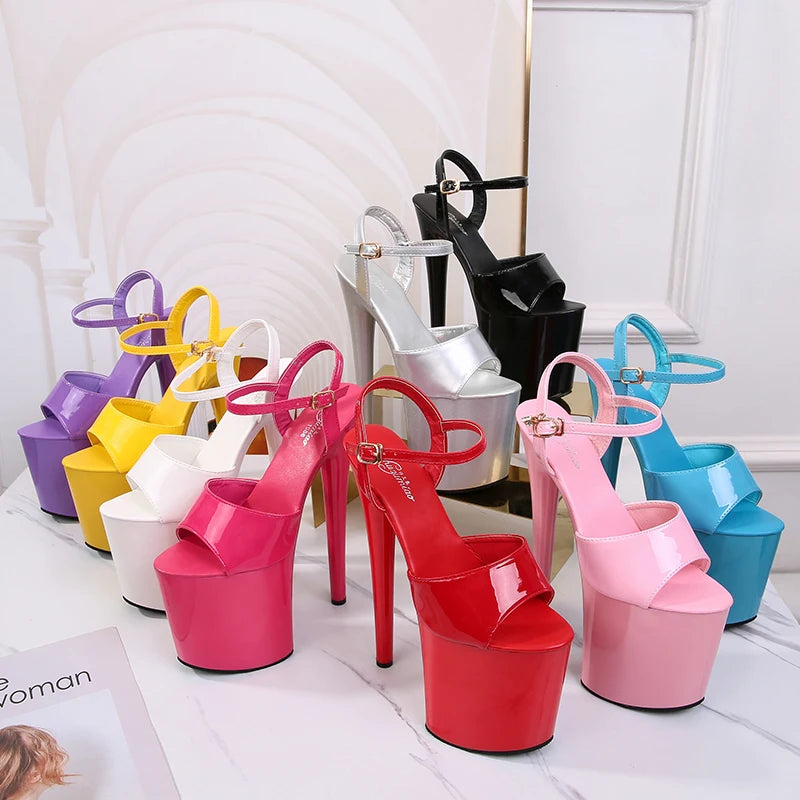 Sandales Femme Talon Fin Colorful — Plateforme, Bout Poisson, Sexy Talon Rouge