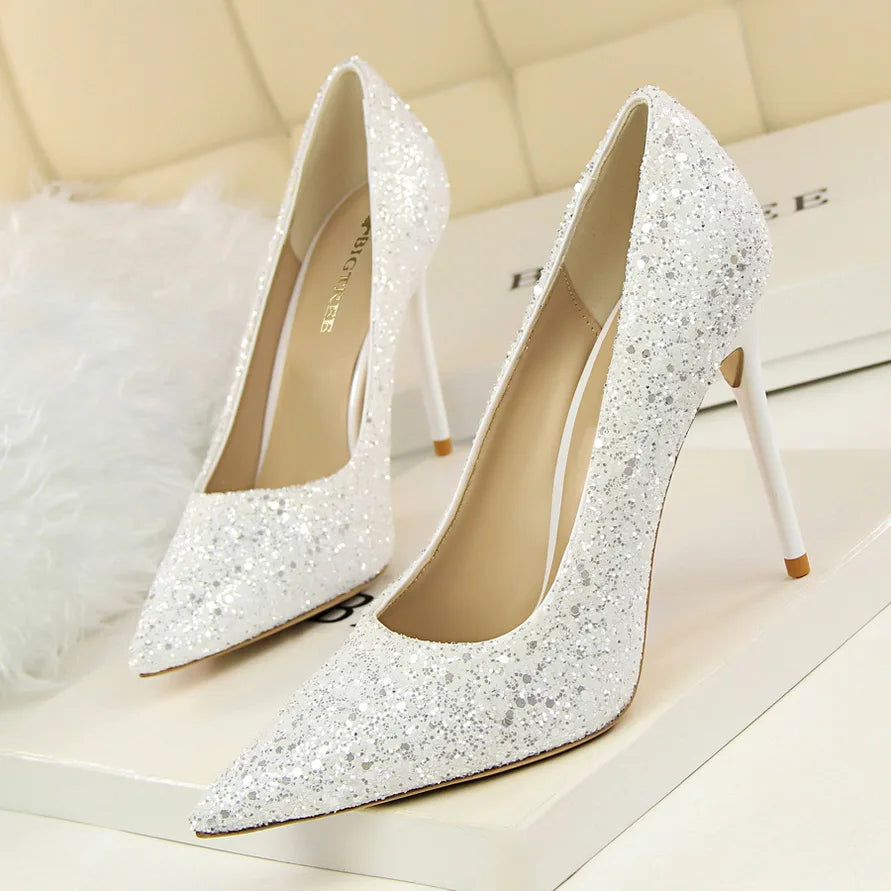 Escarpins Femme Paillettes Luxe 7-9.5cm — Grande Taille 43, Mariage & Saint-Valentin