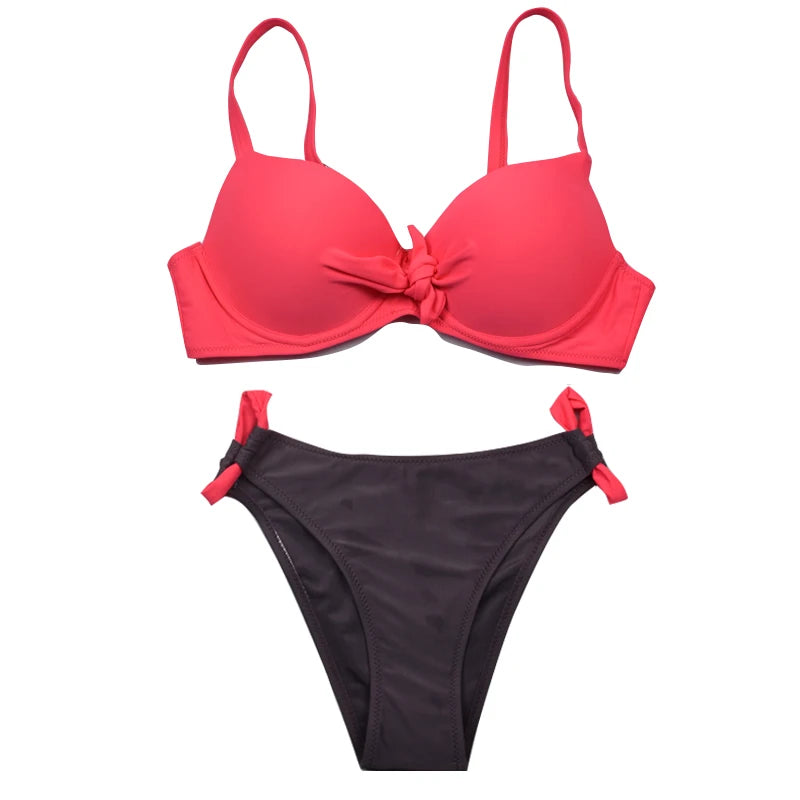 Bikini Noir Bandage Push Up 2024 — Grande Taille, Maillot de Bain Femme Brésilien