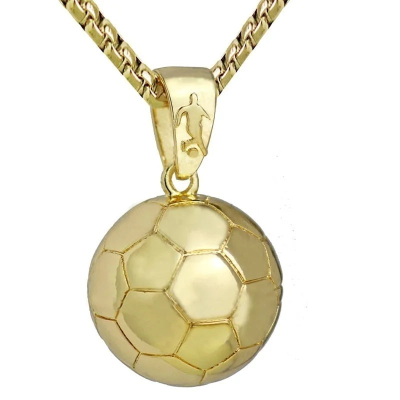 Collier Pendentif Ballon Homme Hip-Hop — Basketball, Football, Chaîne Sport 3D
