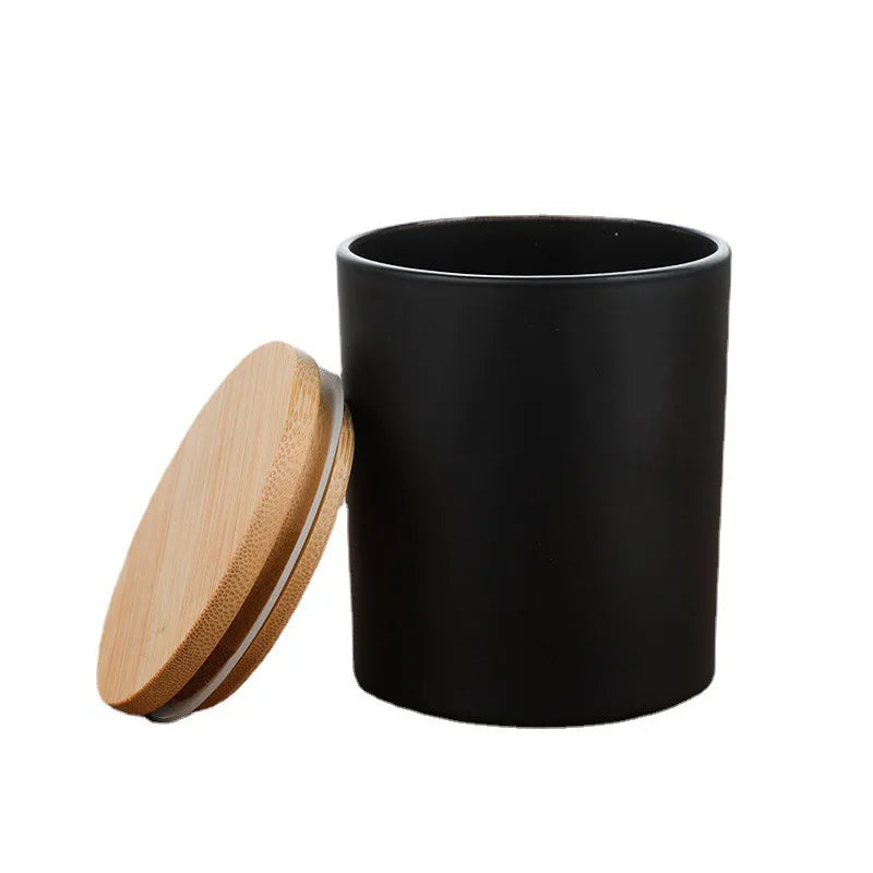 Bocaux en Verre Luxe pour Bougies | Couvercle Bambou | Noir Mat 9oz-16oz