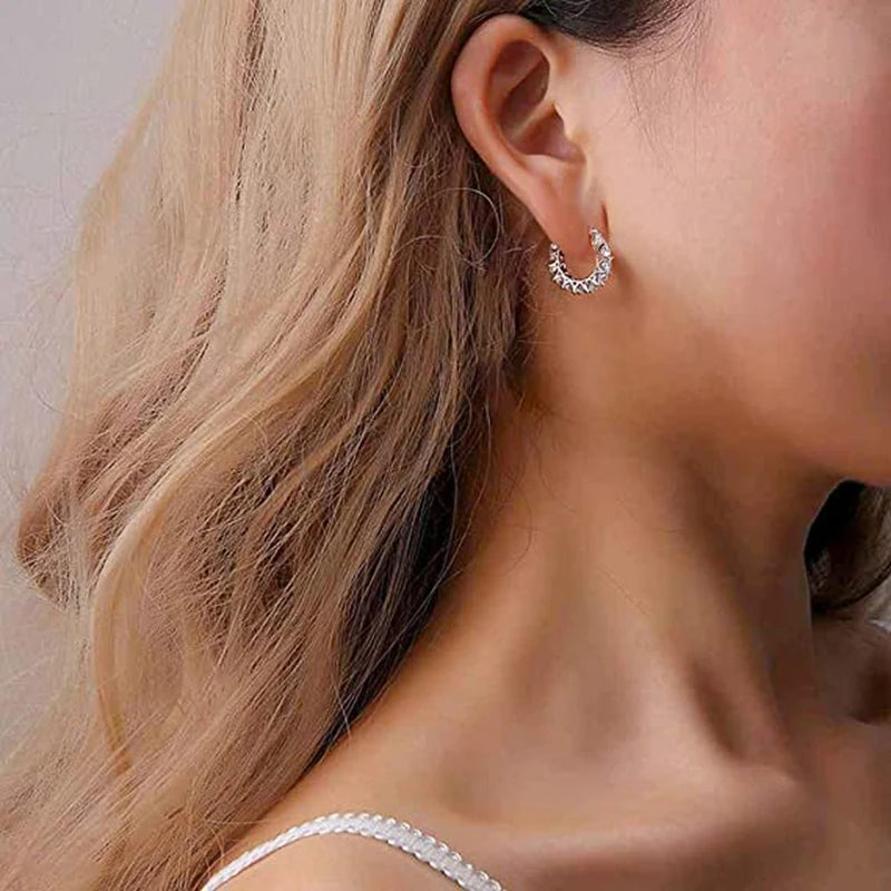 Huitan Créoles Femme Zircon Cubique — Accessoire Soirée, Mode Quotidienne