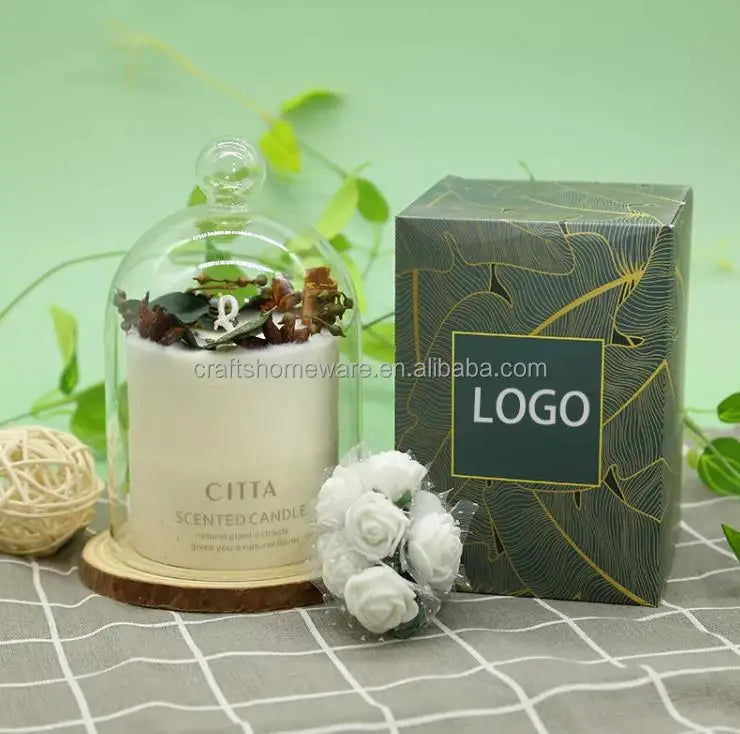 Bougie Parfumée Cire de Soja Bio avec Fleurs Séchées | 60h | Déco Maison