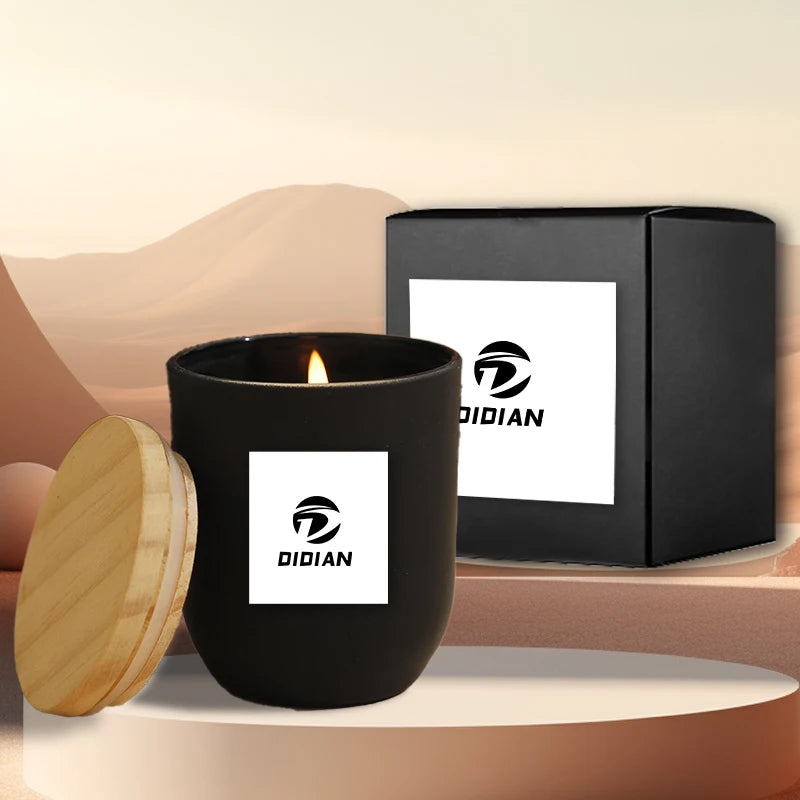 Bocaux en Verre Luxe pour Bougies | Couvercle Bambou | Noir Mat 9oz-16oz