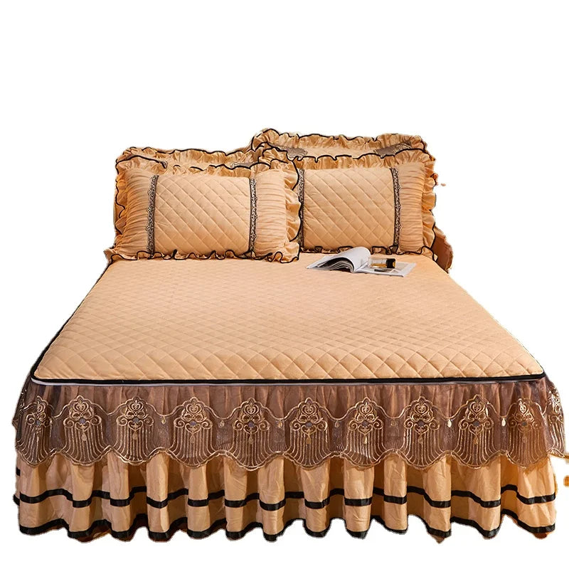 Cache-Sommier Velours Jacquard Brodé Fleurs — Style Européen Lavable Luxe