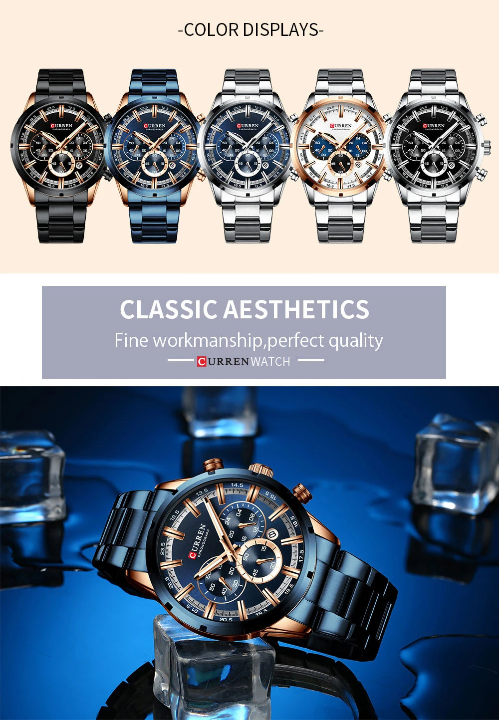 CURREN Montre Homme Alliage Fashion — Quartz Analogique, Style Tendance