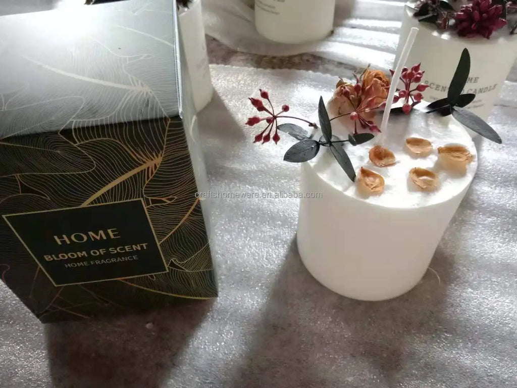 Bougie Parfumée Cire de Soja Bio avec Fleurs Séchées | 60h | Déco Maison