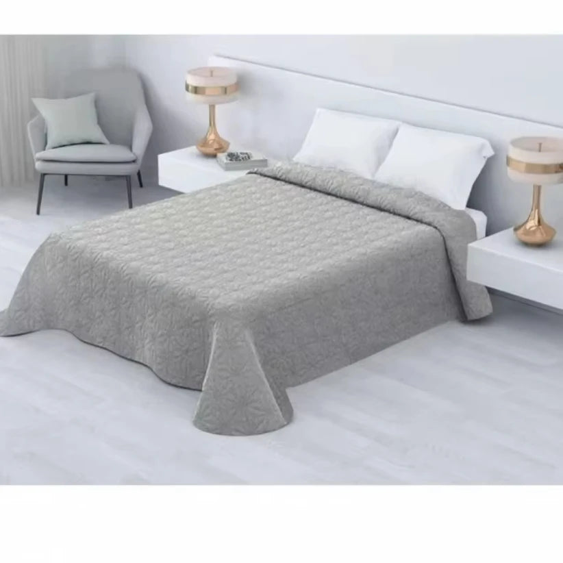 Couvre-Lit Matelassé Gris 195x255cm — Literie Premium pour Lit 105cm