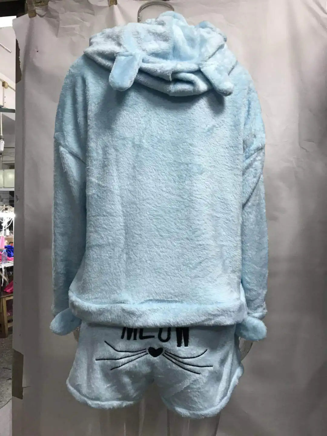 Pyjama Femme Polaire Chaud Hiver — Imprimé Chat, À Capuche, Grande Taille S-5XL