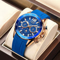 Montre Homme LIGE Sport Rouge Silicone — Étanche, Chronographe Quartz, Luxe