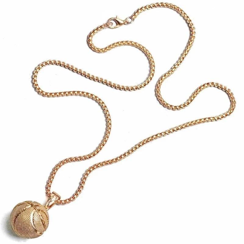Collier Pendentif Ballon Homme Hip-Hop — Basketball, Football, Chaîne Sport 3D