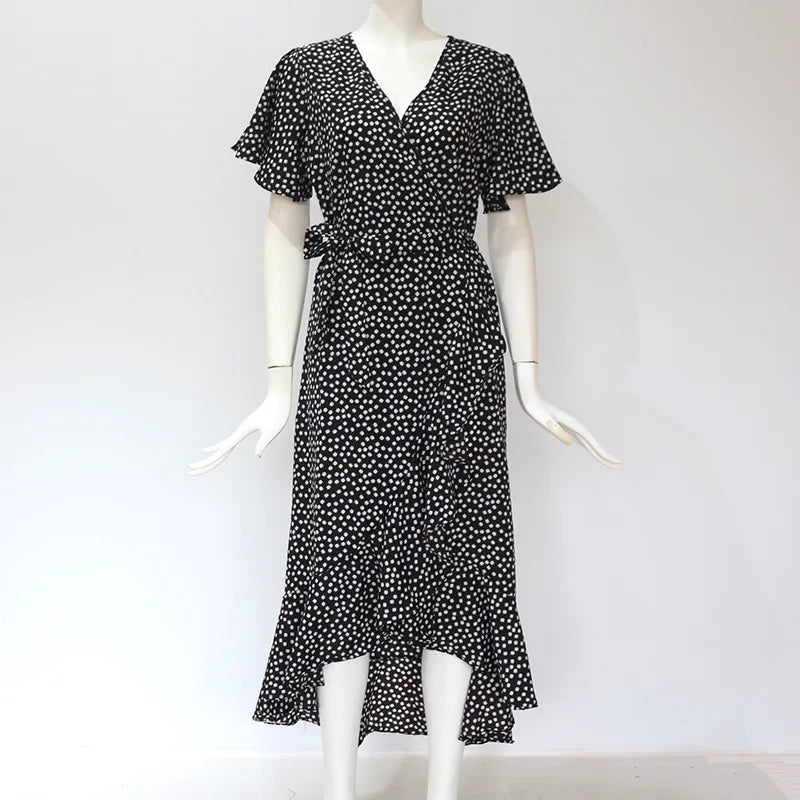 Robe Longue Boho Fleurie Mousseline — Col V, Volantée, Plage & Soirée Été