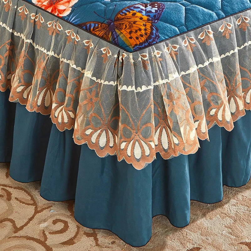 Cache-Sommier Velours Luxe Brodé — Style Américain Floral Hôtel