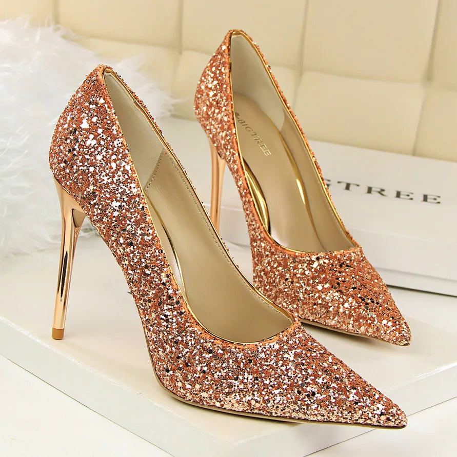 Escarpins Femme Paillettes Luxe 7-9.5cm — Grande Taille 43, Mariage & Saint-Valentin