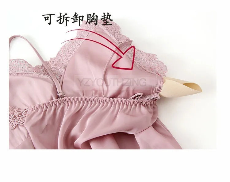 Ensemble Pyjama Femme Satin Dentelle — Robe de Chambre Kimono + Pantalon, Été