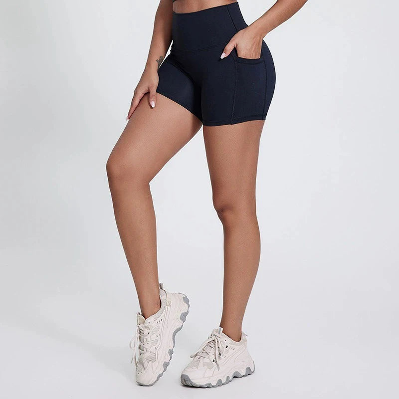 Short Cycliste Yoga Femme Taille Haute — Gainant Élastique Sport
