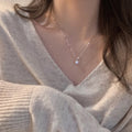 ANENJERY Collier Clavicule Femme Zircon Solitaire Argent — 6 Griffes, Mariage & Soirée