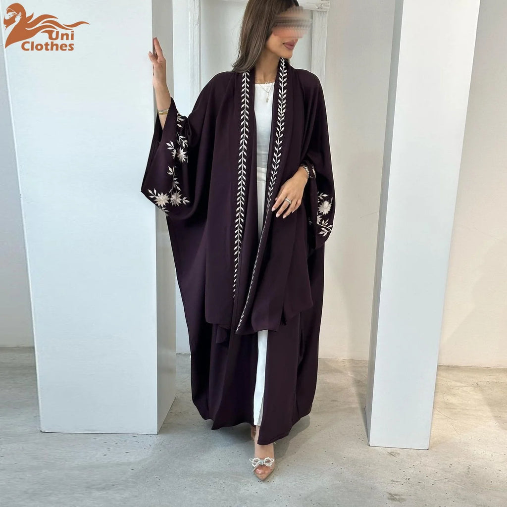 Abaya Robe Longue Femme Musulmane UNI — Broderie Luxe Dubai avec Hijab